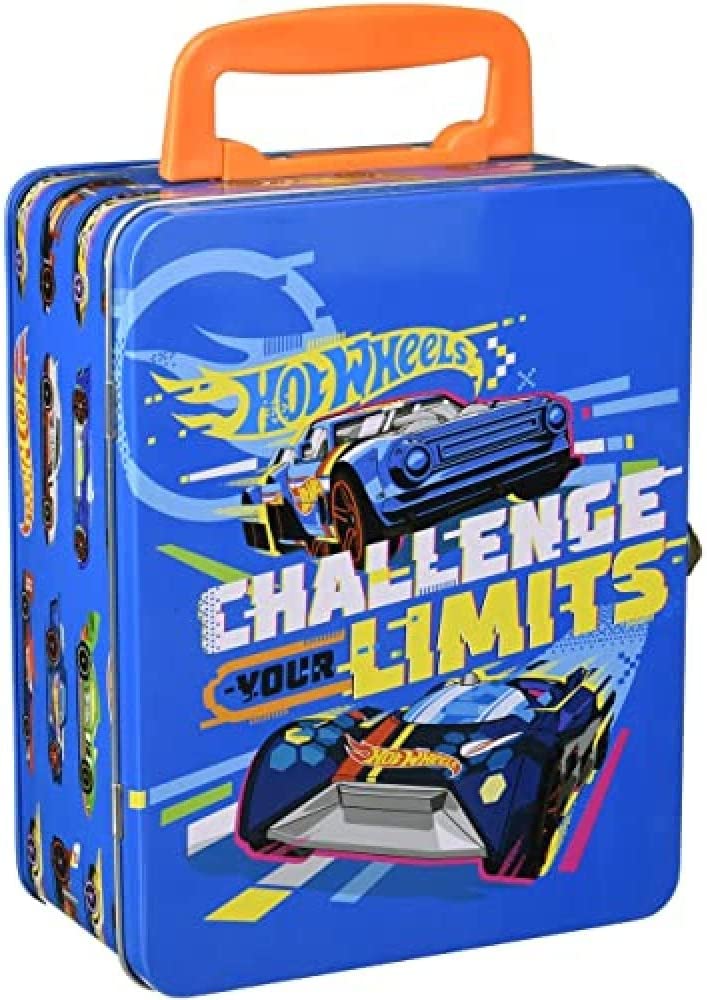 Theo Klein 2883 Hot Wheels Sammelkoffer, Spielzeugkoffer aus Metall für bis zu 18 Autos, 21 x 15,5 x 8,5 cm, Spielzeug ab 3 Jahre