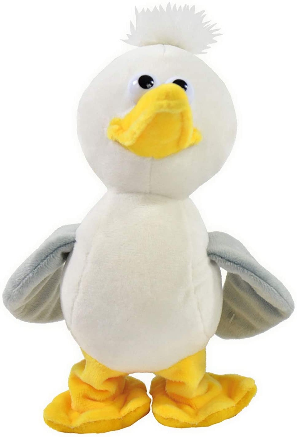 Kögler 75644 - Labertier Möwe Malwin, ca. 22 cm groß, nachsprechendes Plüschtier mit Aufnahme- und Wiedergabefunktion, plappert alles witzig nach und bewegt sich, batteriebetrieben