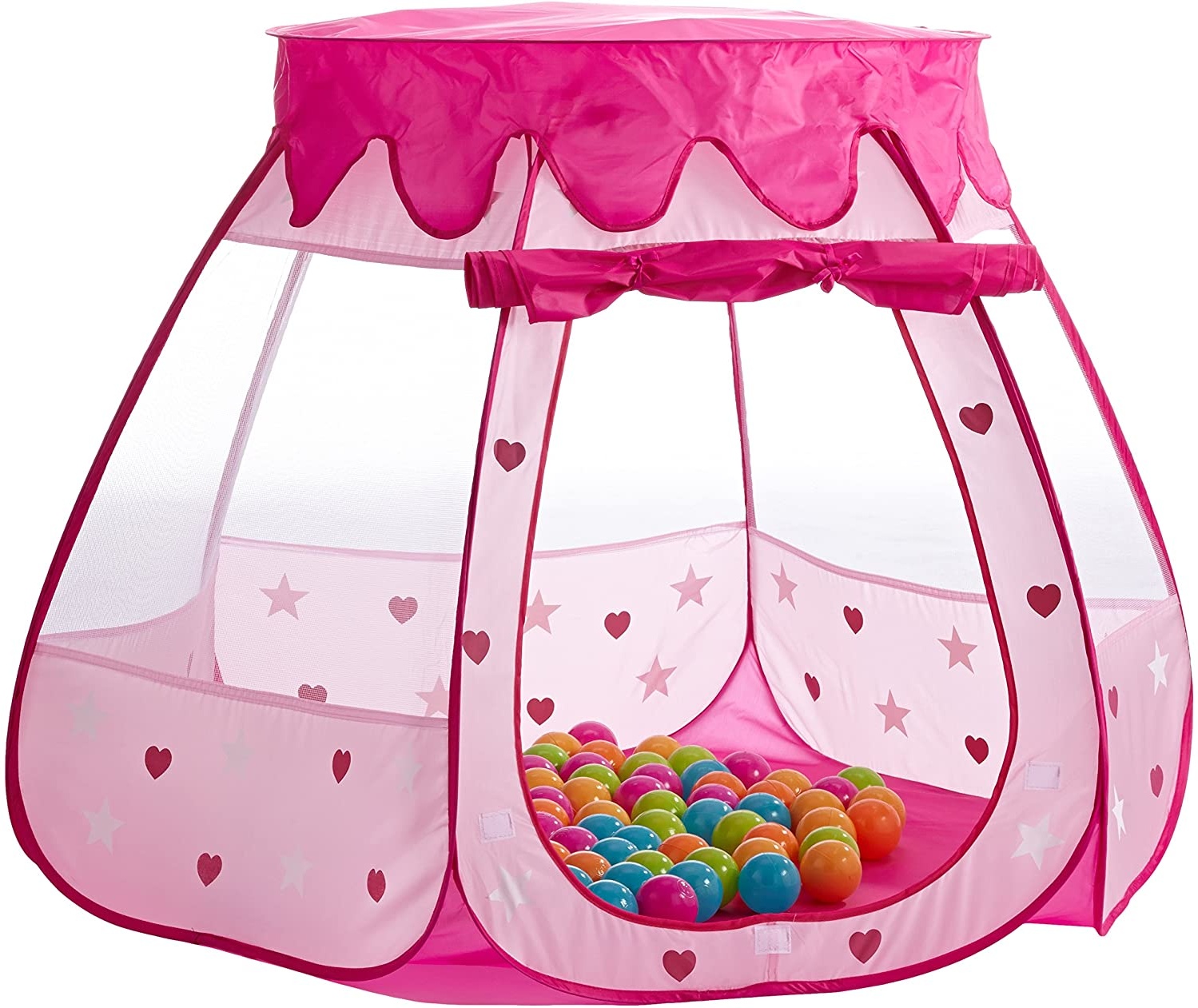 Bieco Prinzessinnen Kinderzelt für Drinnen | inklusive 100 Bälle | Prinzessin | Zelt Kinder | Spielzelt Mädchen | Princess Tent | Bällebad | Kinderspielzelt Mädchen | Spielzelt Kinderzimmer