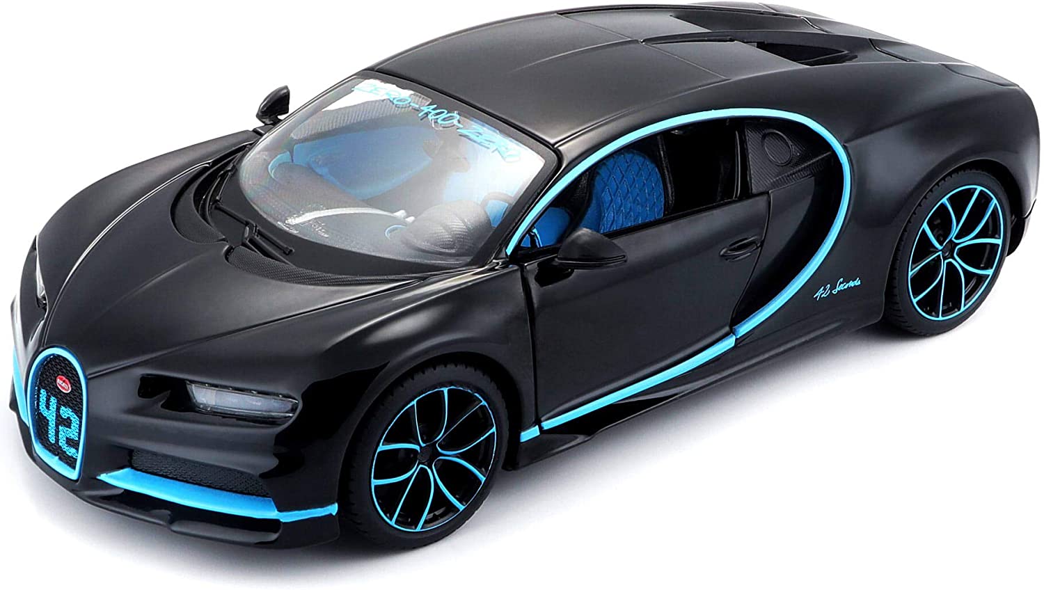 Maisto Bugatti Chiron: Originalgetreues Modellauto im Maßstab 1:24, bewegliche Türen, 19 cm, grau (531514BK)