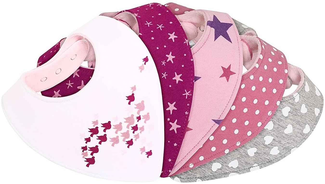 Lilly and Ben® Baby-Dreieckstuch I doppellagiges & saugstarkes Baby-Halstuch I Baby-Lätzchen mit nickelfreien Druckknöpfen I Baby-Spucktücher von 0-48 Monate I hübsche Geschenkbox I 5er-Set