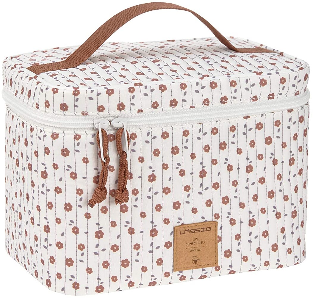 LÄSSIG Baby Wickeltisch Organizer Windel-Organizer to Go/Casual Nursery Caddy To Go Flowers white