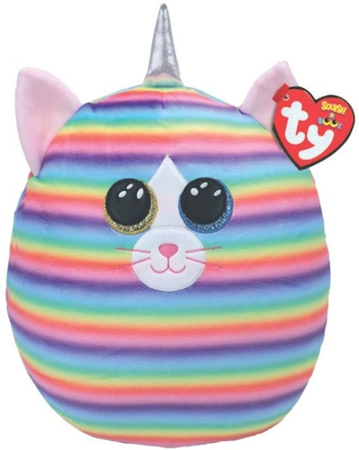 TY Squish-a-Boo's, Heather, Katze, ca 40cm, Regenbogen-gestreift