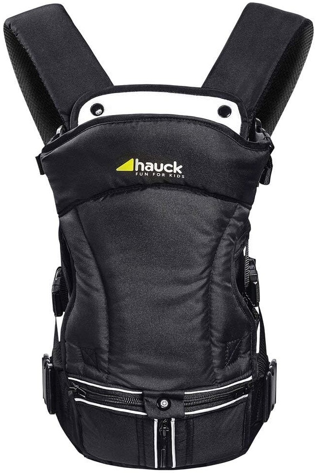 Hauck 3 Way Carrier ergonomische Babytrage, inkl. Kopf und Nackenstütze, abnehmbares Spucktuch, hoher Tragekomfort, drei verschiedene Tragemöglichkeiten, ab Geburt bis zu 12 kg, schwarz