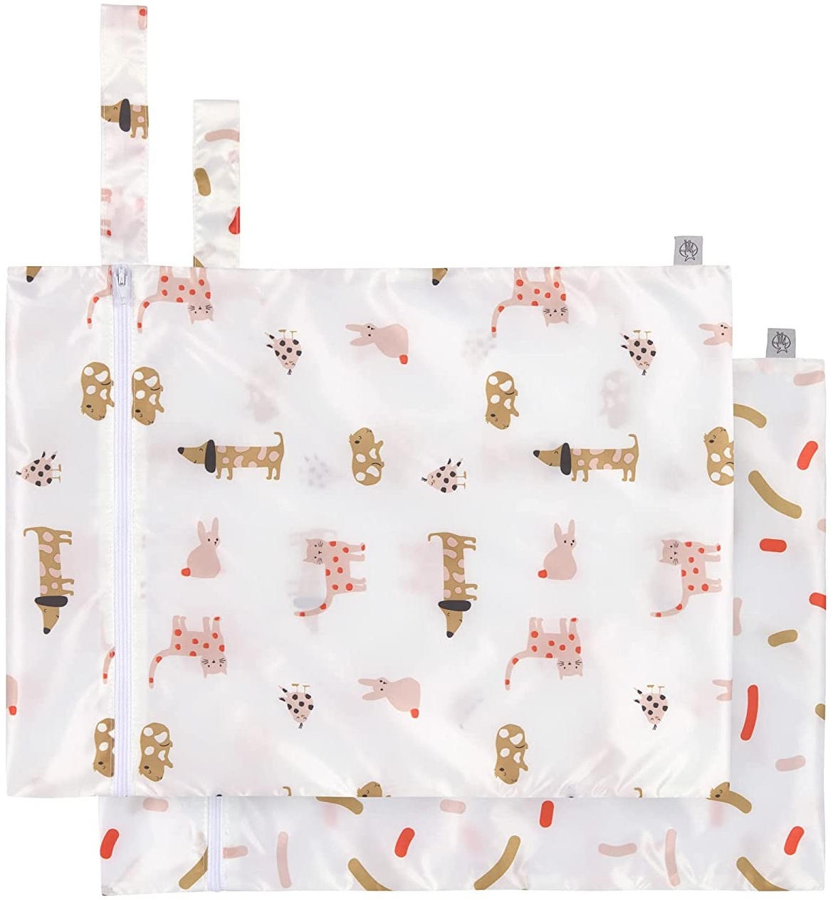 LÄSSIG Wiederverwendbare Nasstasche 2 Stück/Wet bag Little Mateys spicy orange