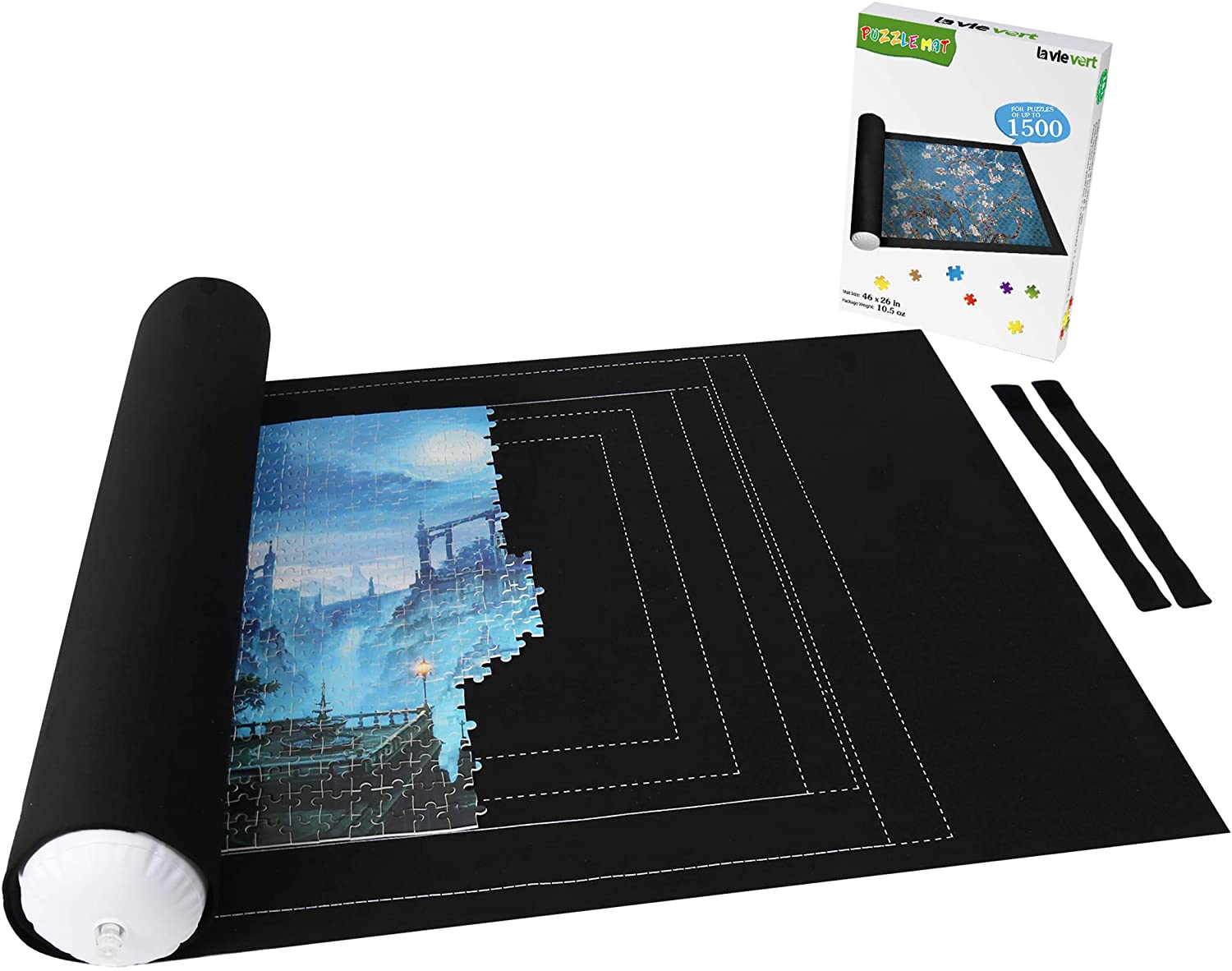 LAVIEVERT Puzzlematte zur Aufbewahrung von Puzzles mit Hilfsleine für bis zu 1. 500 Teile, Puzzle-Sparer für Erwachsene und Kinder, umweltfreundliches Material