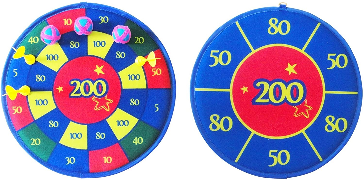 Solex 2in1 Klett-Dart Set mit Dartscheibe 39cm Dartpfeilen und Klettbällen – Klett Scheibe beidseitig spielbar Dartspiel und Wurfspiel