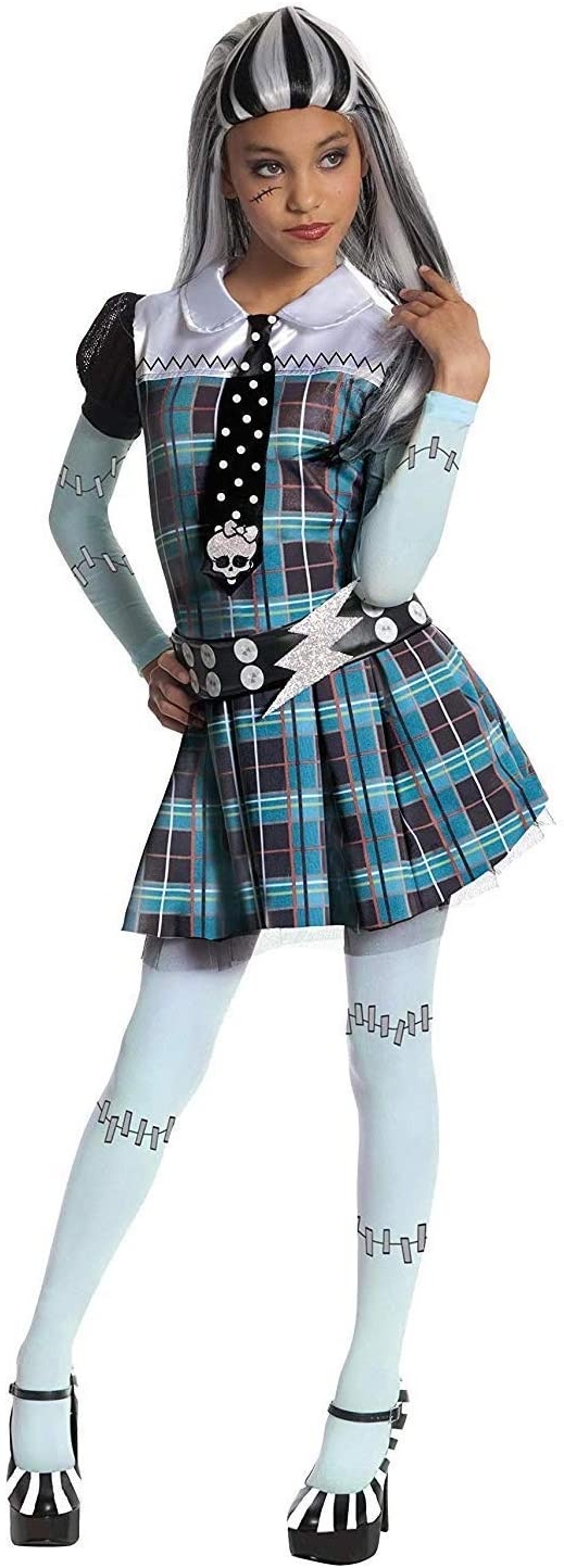 RUBIES Perruque Frankie Stein – Longue Blanche à Mèches Noires Et Bleues – Déguisement Monster High – Enfant Taille Unique