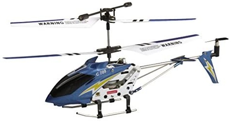 Cartronic Infrarot Indoor Helicopter C709 in Blau, ferngesteuertes RC-Modell mit 7 verschiedenen Flugfunktionen, Funkreichweite 10 m, mit integriertem Akku