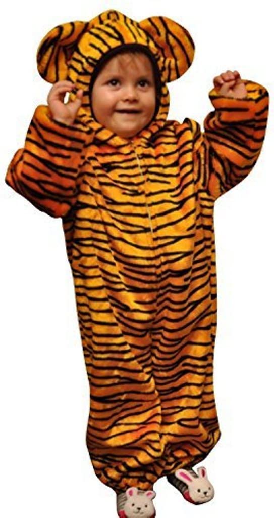 Ikumaal Tiger-Kostüm, ZO13, Gr. 110-116, für Kinder, Tiger-Kostüme für Fasching Karneval Fasnacht, Kleinkinder-Karnevalskostüme, Kinder-Faschingskostüme,Geburtstags-Geschenk Weihnachts-Geschenk