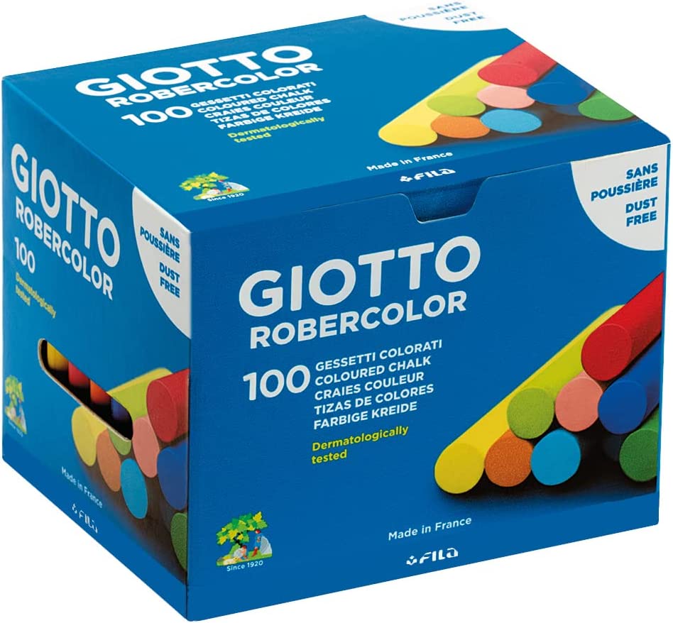 Giotto 5390 00 - RoberColor Wandtafelkreide, Karton mit 100 Stück farbig sortiert