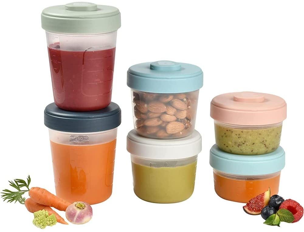 BÉABA, 6er-Set Aufbewahrungsbehälter, Clip, Stapelbare Behälter, 100 % Luftdicht, Einfrieren, Muttermilch, 2x90ml + 2x150ml + 2x250ml
