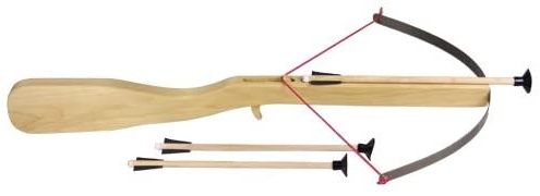 Holzspielerei Kinderarmbrust hist. mit 3 Pfeilen