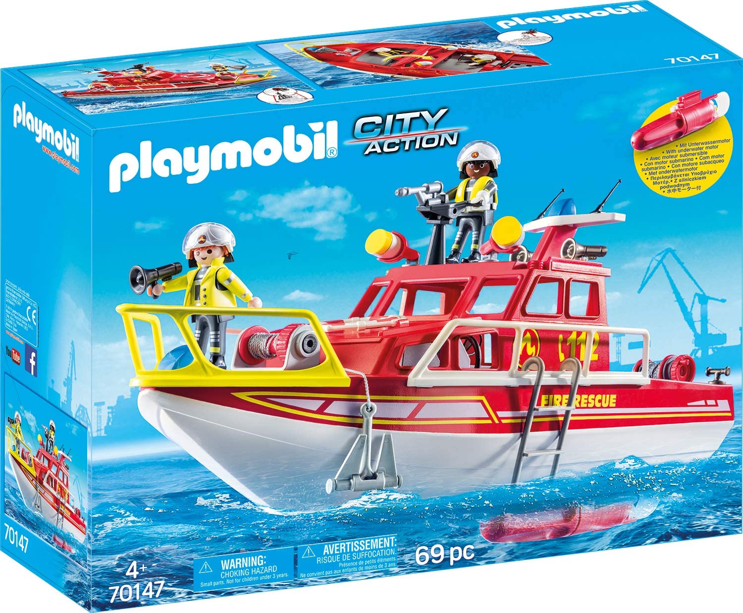 Playmobil 70147 City Action Feuerlöschboot, bunt