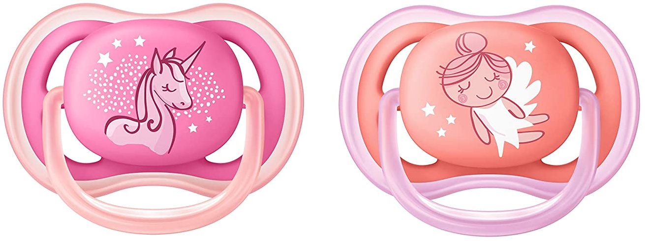 Philips Avent ultra air Schnuller 6-18 Monate SCF345/22, Doppelpack, Mädchen, Einhorn/Engel