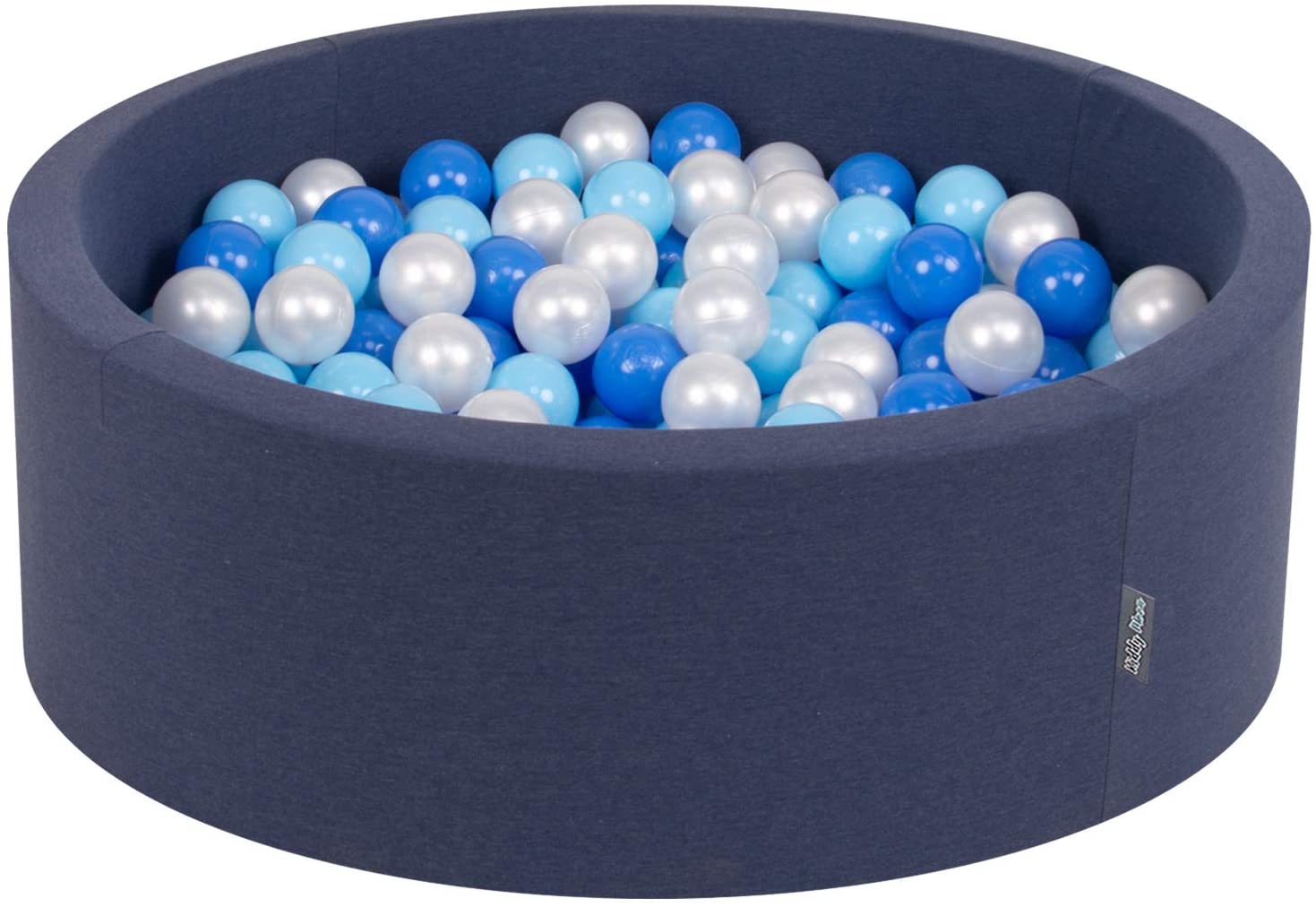 KiddyMoon Bällebad 90X30cm/300 Bälle ∅ 7Cm Bällepool Mit Bunten Bällen Für Babys Kinder Rund, Dunkelblau:Babyblau/Blau/Perle