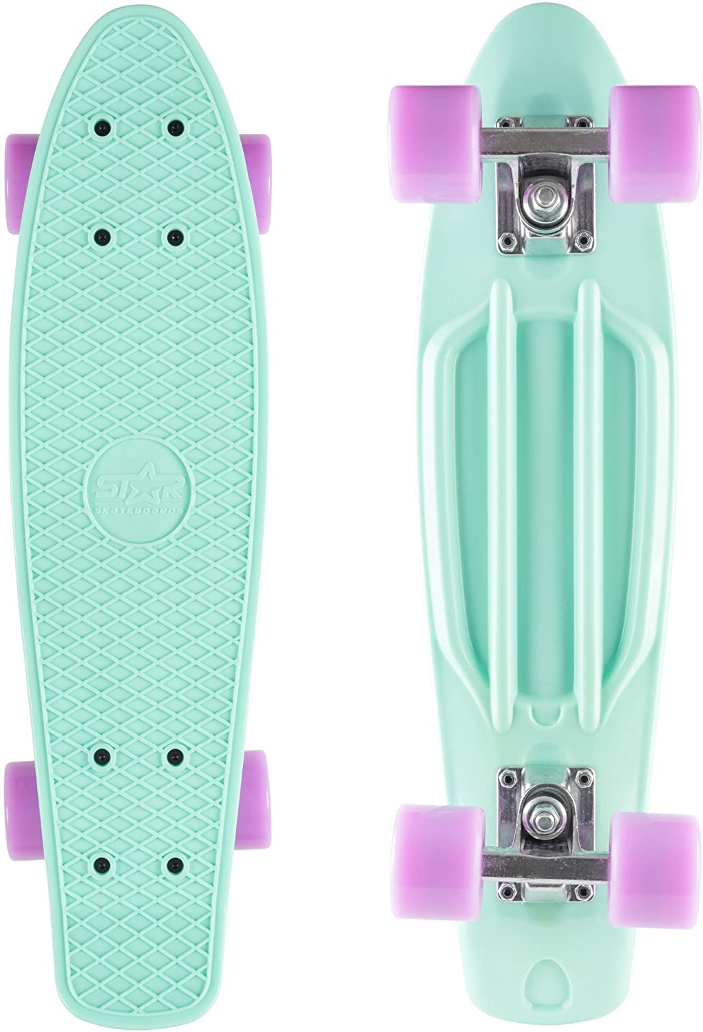 STAR SKATEBOARDS Vintage Skateboard | Retro Cruiser 60mm | Mint Lila