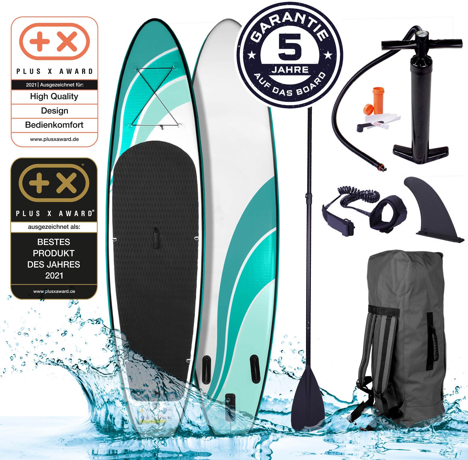 BRAST SUP Board Wave Aufblasbares Stand up Paddle Set 300cm incl