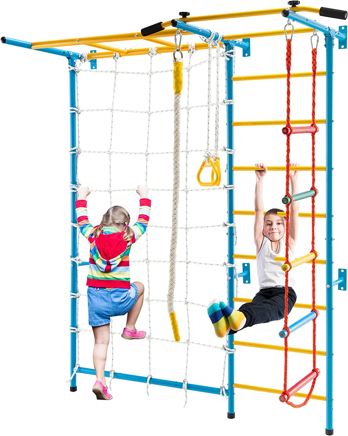 COSTWAY Kletterwand Für Kinder - Metall Sprossenwand Mit Zubehör Bis 100kg