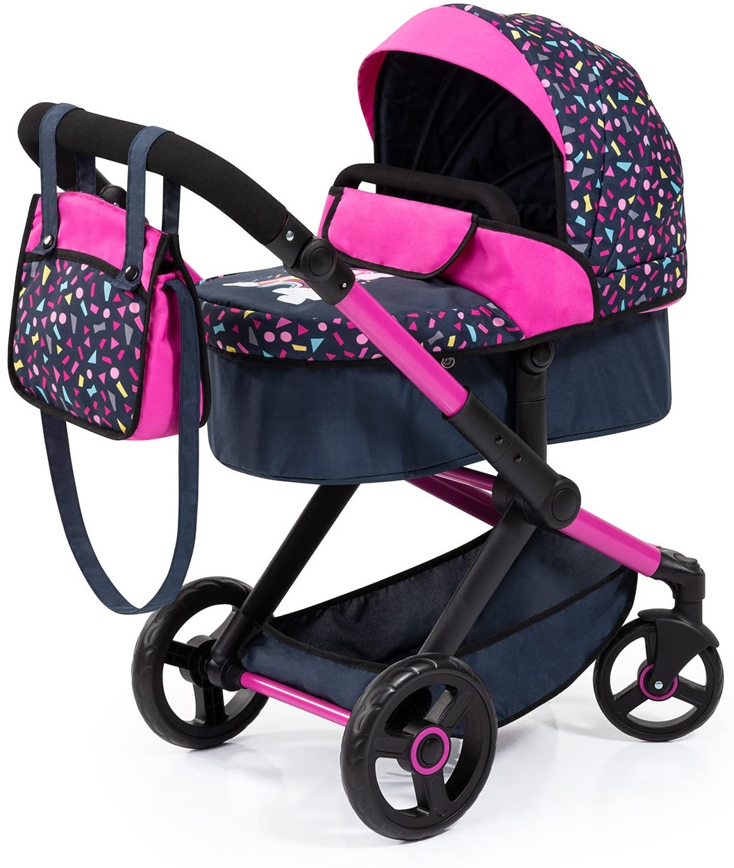 Bayer Design 17080AA Kombi-Puppenwagen Xeo mit Tasche, schwarz, rosa