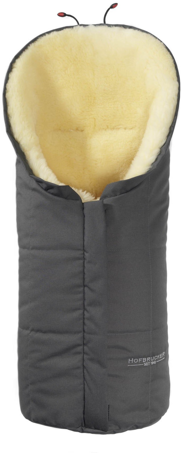 Hofbrucker Lammfell-Fußsack Eskimo für Babyschale, Kinderwagen und Buggy grau