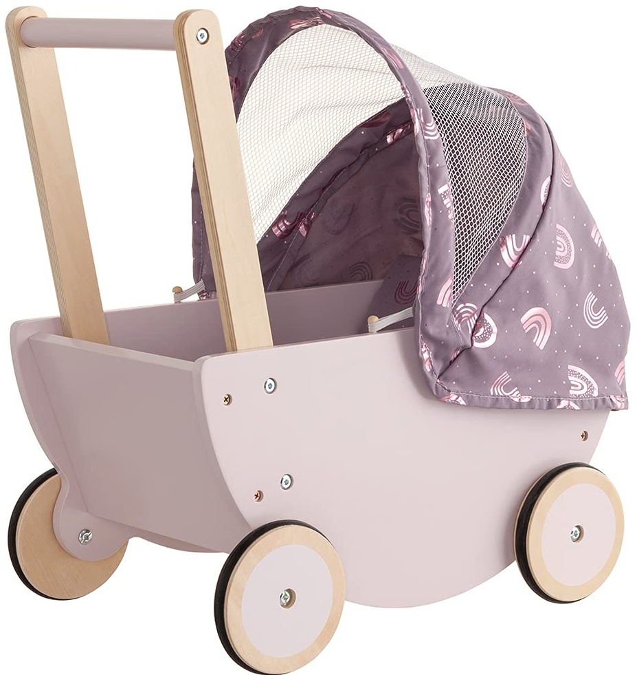 howa Puppenwagen Rainbow aus Holz mit faltbarem Verdeck 25502