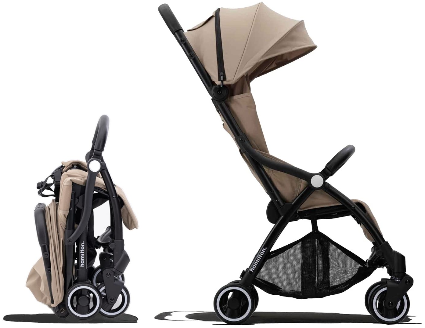 Hamilton by Yoop X1 Plus Kinderwagen - Modell 2023 - Leicht, verstellbar und wendig - Premium Buggy mit Einhand-Falttechnik - Belastbar bis 22 kg - Khaki