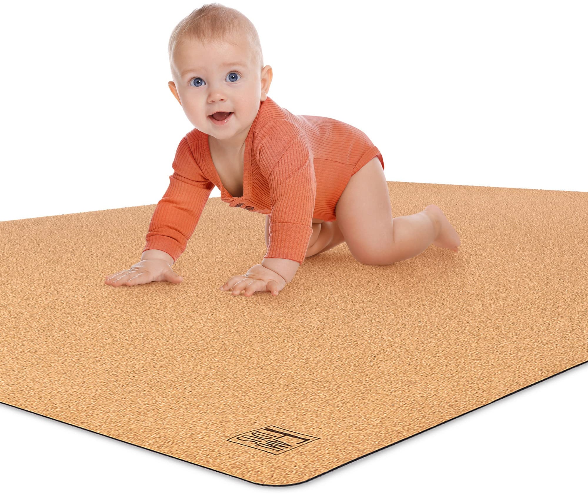 Famifidus Krabbelmatte Baby schadstofffrei - Kinder Spielmatte aus Kork & Naturkautschuk - 120 x 120 cm - Bodenmatte mit 4,5mm Stärke ideal als Spielunterlage, Spiel und Krabbelunterlage