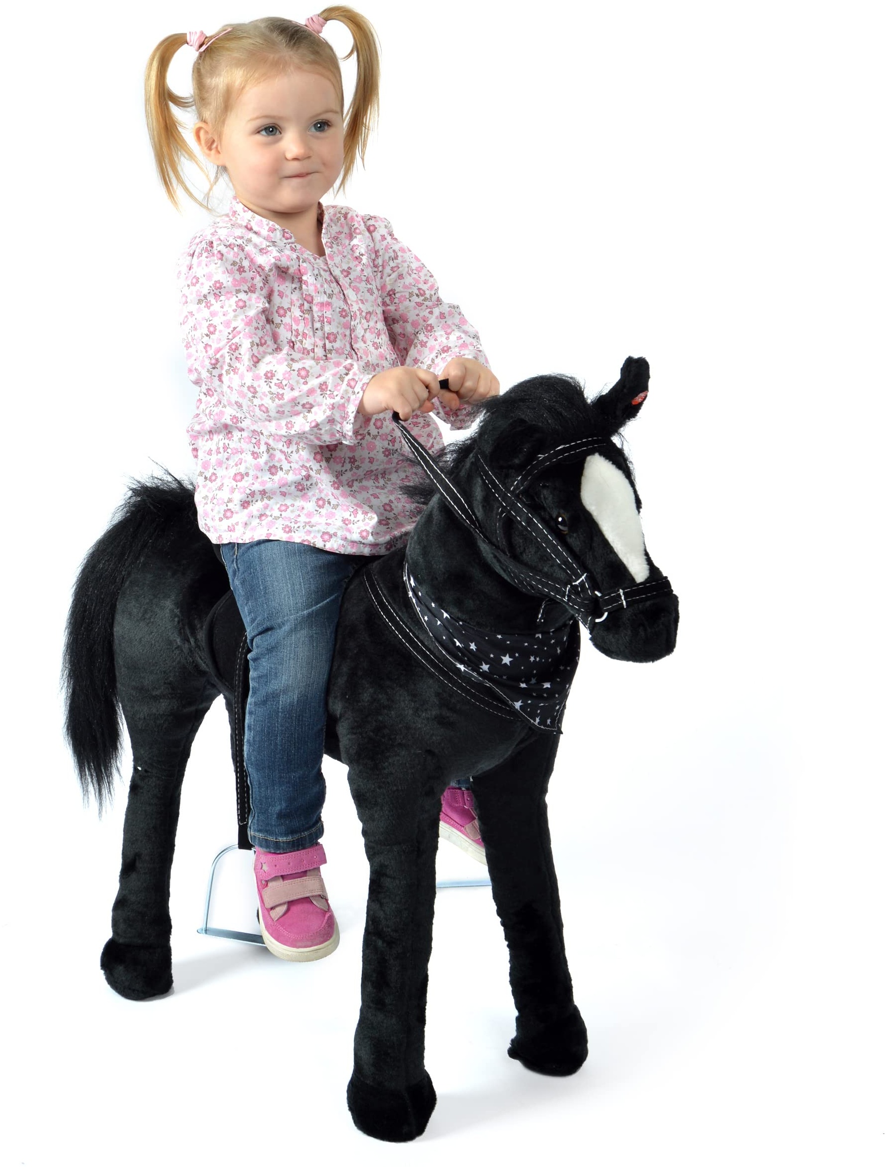 Pink Papaya Stehpferd zum draufsitzen | 75cm Spielpferd zum Reiten