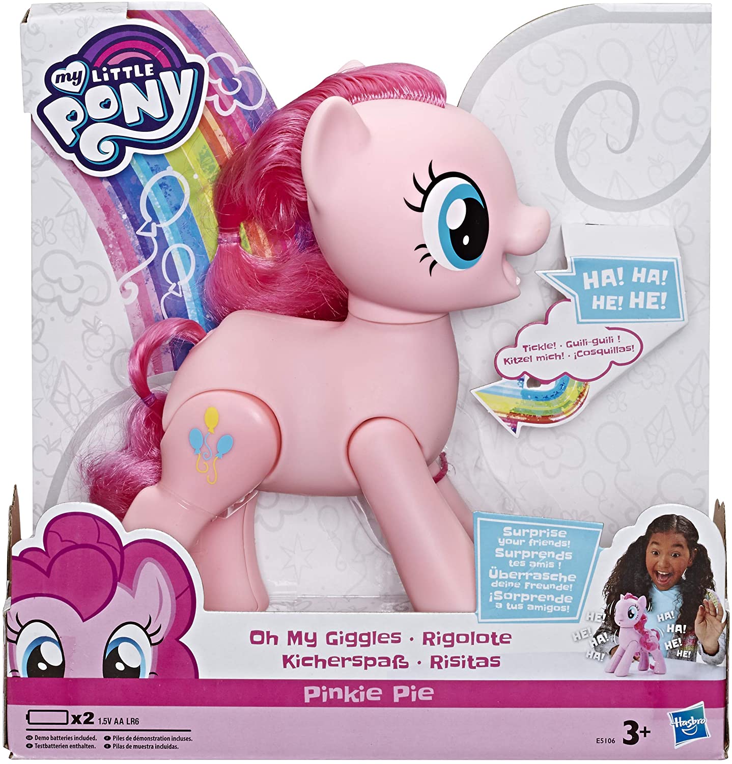 My Little Pony Kicherspaß Pinkie Pie – 20 cm großes interaktives Spielzeug mit Geräuschen und Bewegung, für Kinder ab 3 Jahren