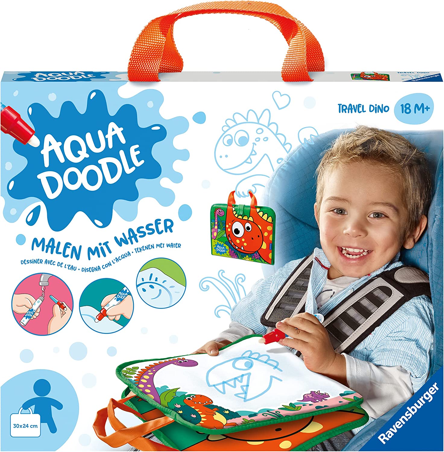 Ravensburger ministeps 04566 Ravensburger 4566 Aquadoodle Travel Dino-Erstes Malen für unterwegs-Fleckenfreier Malspaß mit Wasser-Reiseset für Kinder ab 18 Monaten