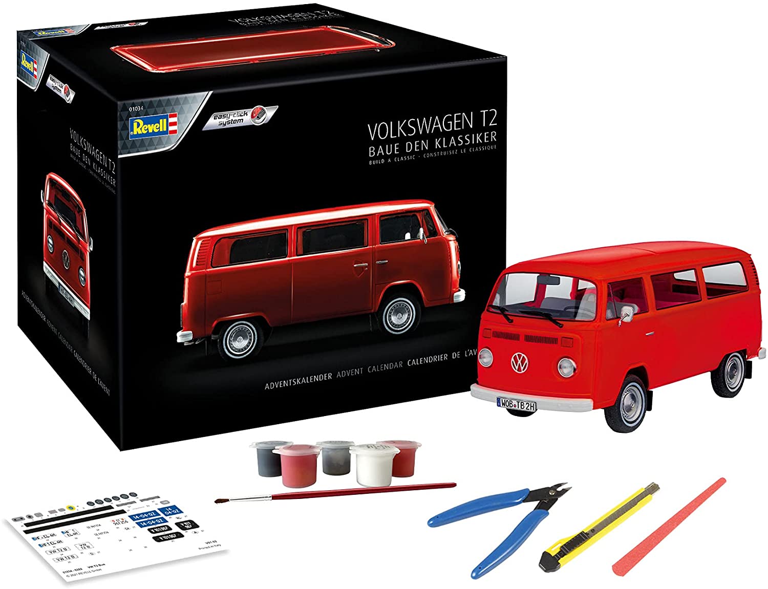 Revell 01034 'Adventskalender VW T2 Bus 2021', 1:24, 109 Teile, ab 10 Jahren