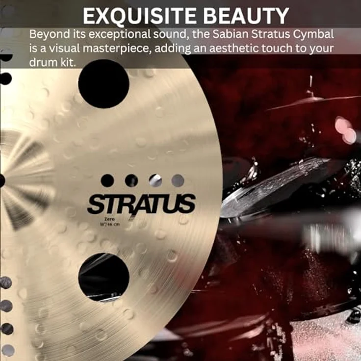Sabian 18" Stratus Zero, Effektbecken aus B20 Bronze mit O-Zone und Aero Lochung, explosiver Klangcharakter – Bild 9