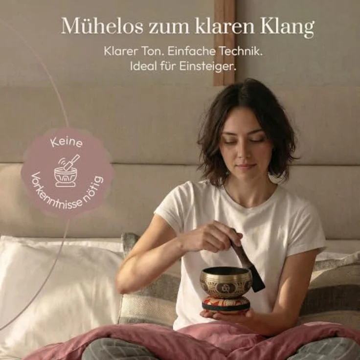 Silent Mind Klangschale Ø10,2 cm Bronze – Handgefertigtes Komplett-Set mit Kissen und Klöppel, ideal für Meditation und Achtsamkeit, klarer stabiler Klang – Bild 2