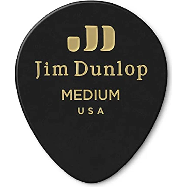 Dunlop Celluloid Teardrop Medium Plektren, 12 Stück, Schwarz, 0,80 mm Stärke, warmer Klang, abgerundete Kanten – Bild 1
