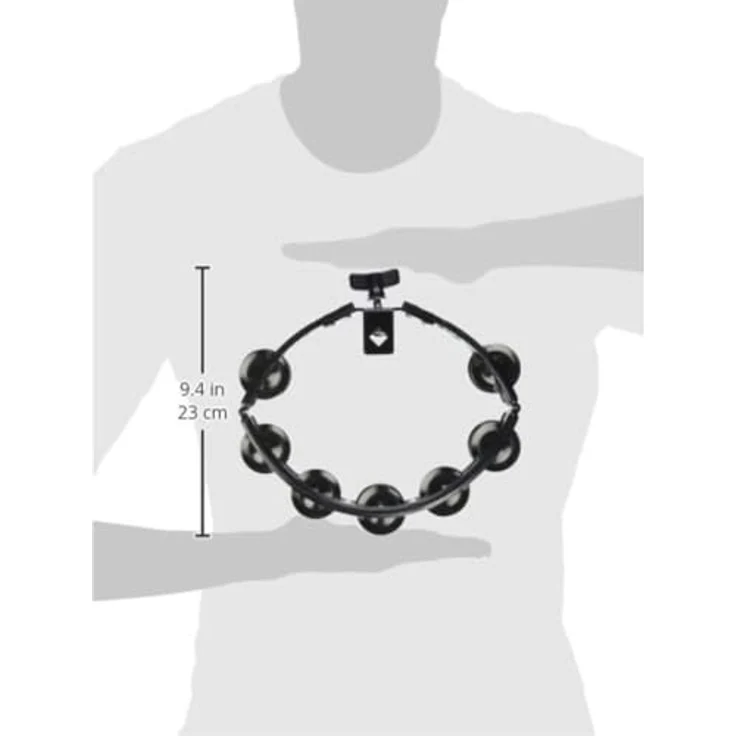 LP 160 Cyclop Drum Tambourine, doppelreihiges Tambourin mit 14 Paar vernickelten Schellen, schwarz, mit Halterung für Drum Stativ – Bild 3