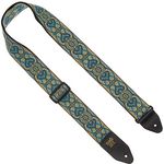Ernie Ball E-Guitar Strap TQ EB4098, Gitarrengurt aus Polypropylen mit Leder-Endstück, verstellbar von 104 cm bis 183 cm, Türkis, Imperial Paisley Design