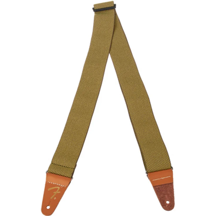Fender Weighless Tweed, Elastischer Gitarrengurt mit Lederenden, verstellbar von 80 cm bis 148 cm, grau-beige – Bild 1