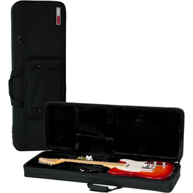 Gator Foam Case Electric Guitar, Gitarrenkoffer aus strapazierfähigem Nylon mit EPS-Schaumpolsterung, inkl. 2 Zubehörtaschen, abnehmbarer Schulterriemen, Maße: 107 cm x 32 cm x 6,1 cm, Gewicht: 2,90 kg – Bild 1