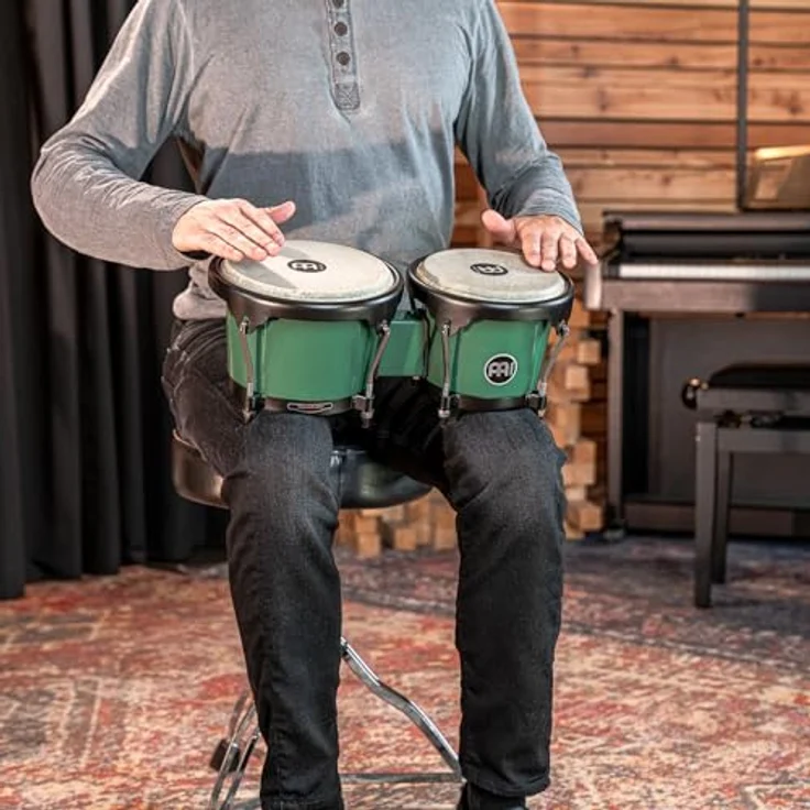 Meinl HB50FG Journey Bongo, Bongos in Forest Green mit 6,5" Macho und 7,5" Hembra, ABS Kunststoff, handselektierte Wasserbüffelfelle – Bild 11