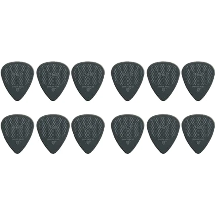 D-Grip Picks 351 Nylon Grau, 1,00mm Plektren mit 3D-Grip-Textur, Packung mit 12 Stück