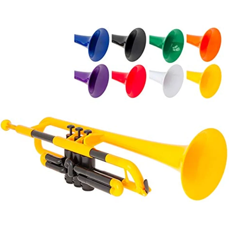 PINSTRUMENTS pTrumpet 700627 Bb-Trompete aus ABS mit Tasche und 2 Mundstücken 3C/5C, gelb – Bild 1