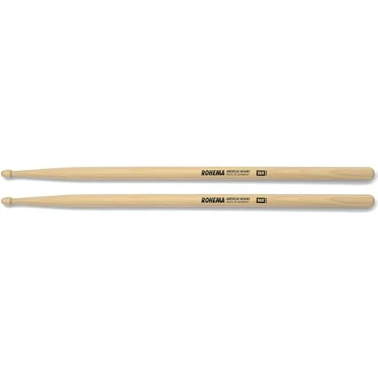 Rohema 5AX Hickory Drumsticks, lackiert, Länge 415 mm, Durchmesser 14,3 mm, Made in Germany