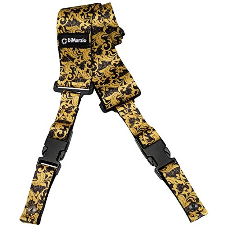 DiMarzio DD2250 Utopia Clip Lock Strap, Gitarrengurt aus Nylon, verstellbar von 110 cm bis 161 cm, Farbe schwarz/gold, Breite 50 mm, Made in USA – Bild 2