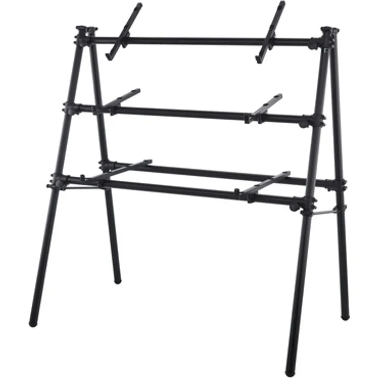 Jaspers 3D-120B, Keyboardständer aus pulverbeschichtetem Aluminium, für 3 Keyboards, höhenverstellbar, schwarz, klappbar, max. Belastung 40 kg