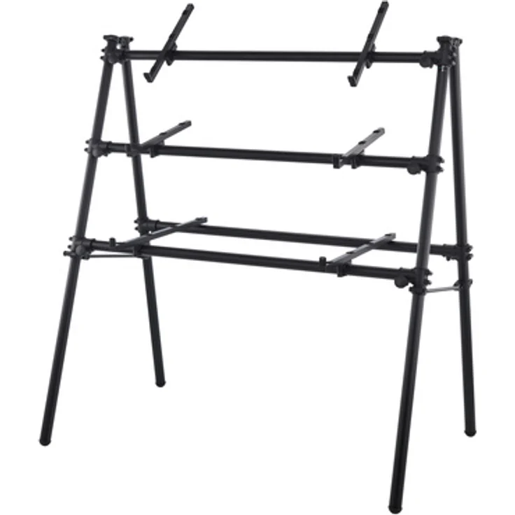 Jaspers 3D-120B, Keyboardständer aus pulverbeschichtetem Aluminium, für 3 Keyboards, höhenverstellbar, schwarz, klappbar, max. Belastung 40 kg