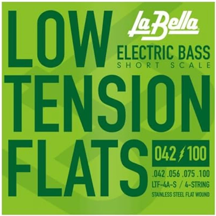La Bella LTF-4A-S Bass Low Tension Flats, 4-Saiter E-Bass Satz aus Edelstahl, Flat Wound, Short Scale, Stärke .042-.100 – Bild 1