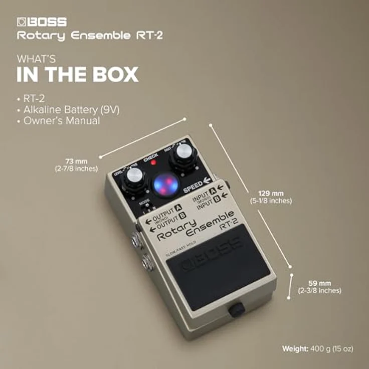 Boss RT-2 Rotary Ensemble, Effektpedal für E-Gitarre mit virtueller Rotoranzeige und 3 wählbaren Modi, Mono/Stereo-Ausgang – Bild 6