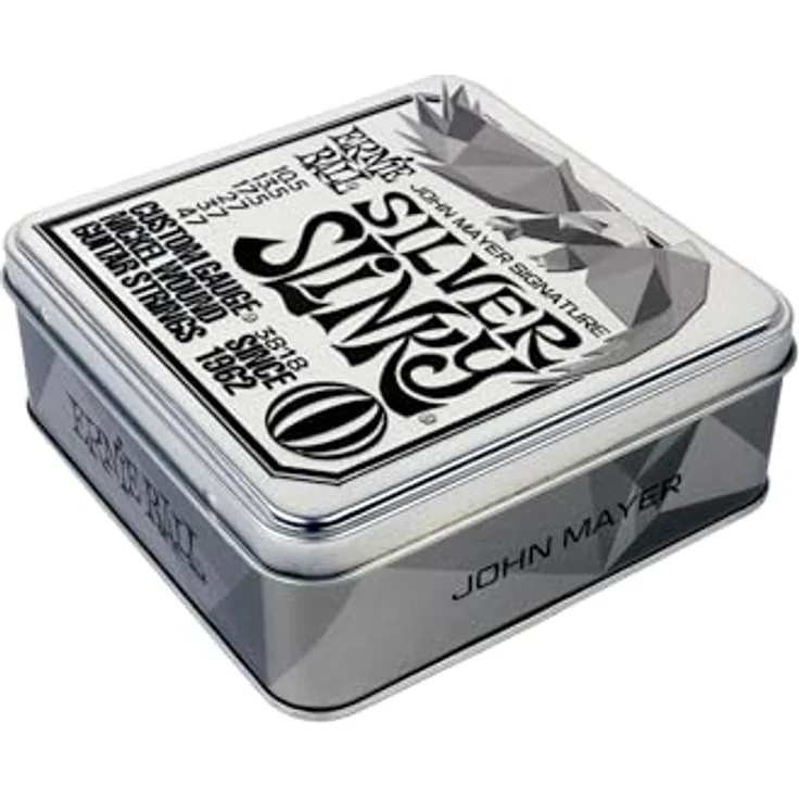 Ernie Ball John Mayer Silver Slinky, E-Gitarrensaiten 3er-Pack Blechdose, verstärkte glatte Saiten 10.5-47 Gauge – Bild 2