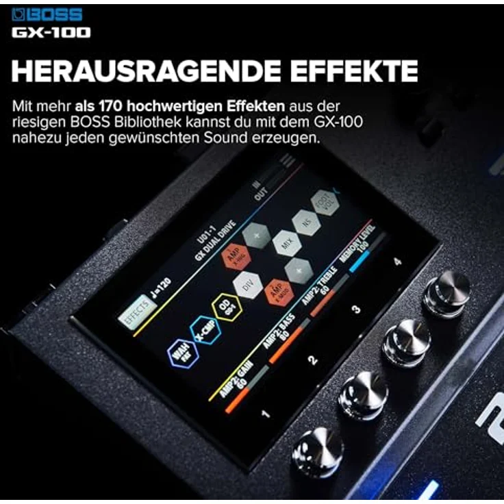 Boss GX-100, Gitarren-Multieffektpedal mit 23 Verstärkertypen, 150 BOSS Effekten und 200 Speicherplätzen – Bild 4